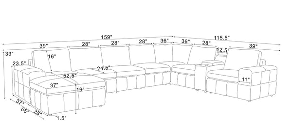 English Elm Large Square Arm Leather Match Modular Sectional for Open Concept Living Rooms Olive Green B2748S00143
