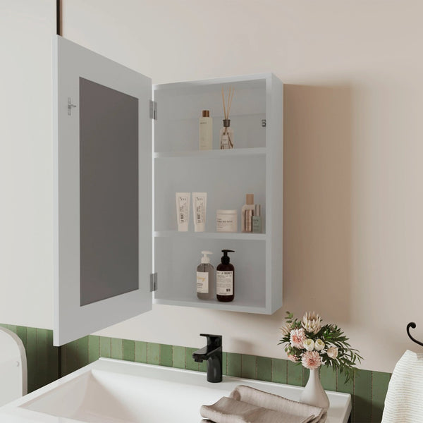 English Elm White Wall-Mounted Medicine Cabinet With Mirror – Stylish Storage Solution For Your Bathroom Essentials B062P252182-GIGA