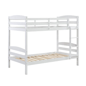 English Elm Twin Twin-over-Twin Bunk Bed with Guard Rails and Ladder, Wood-Engineered Frame, Space-Saving Dorm Style White 84 L x 20 W x 9.5 H B011P362601