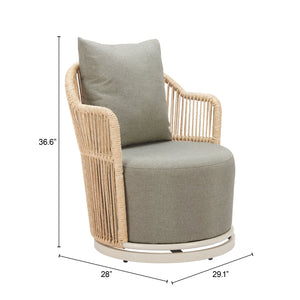 Zuo Modern Lanai Swivel Chair - Stylish Multicolor Outdoor Seating With Premium Olefin Fabric & Rattan Weave Multicolor 100% Olefin,Aluminum,100% Polyethylene 704174-zuo-modern