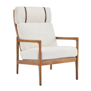 English Elm Christopher Knight Home® - Mid Century Modern Accent Armchair – Ergonomic High Back Lounge Chair With Beige Boucle Cushion Comfort N767P298391I