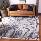 Unique Loom Hygge Shag Valley Machine Made Abstract Rug Gray, Beige/Ivory 8' 0" x 8' 0"