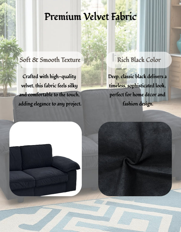 English Elm Fx-P20M-2S-Bk Stylish Black Velvet 2-Seater Loveseat Sofa With Hidden Storage For Small Spaces W576S00233