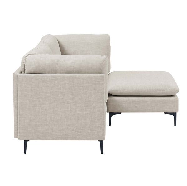 English Elm Linen Upholstered Modular Sectional with Black Metal Legs for Contemporary Living Almond B2748S00093