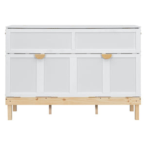 English Elm Queen Murphy Wall Bed Solid Pine Cabinet with Drawer Modern Space Saving Design White N708P243886K