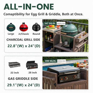 English Elm K&k 80.5 Inch Outdoor Kitchen Island Solid Fir Wood Stainless Steel Grill Cart Station Brown N707P392140Z