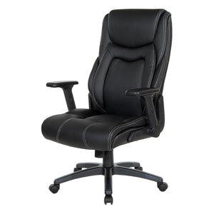 OSP Home Furnishings Exec High Back Bonded Leather Office Chair with Lumbar Support and Pneumatic Lift Black EC93580-EC3