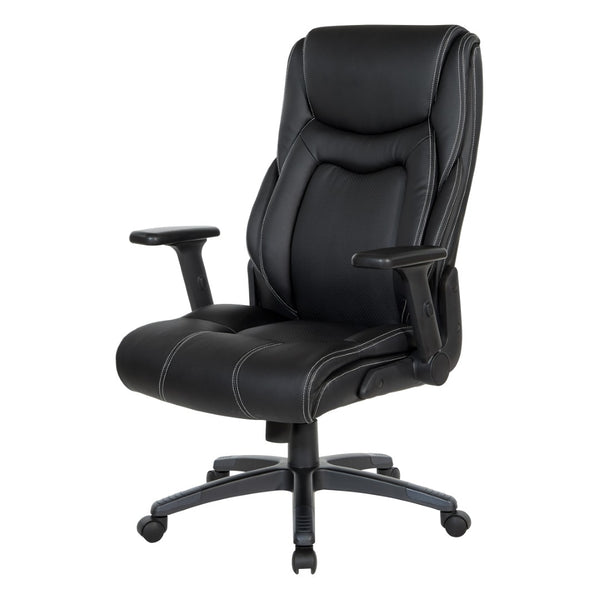 OSP Home Furnishings Exec High Back Bonded Leather Office Chair with Lumbar Support and Pneumatic Lift Black EC93580-EC3
