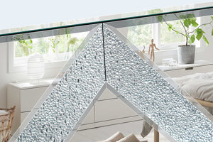 English Elm Mirrored Tv Stand For 65"+ Tvs - Antique Silver Console With Open Storage & Stylish Diamond Doors W1445P204027