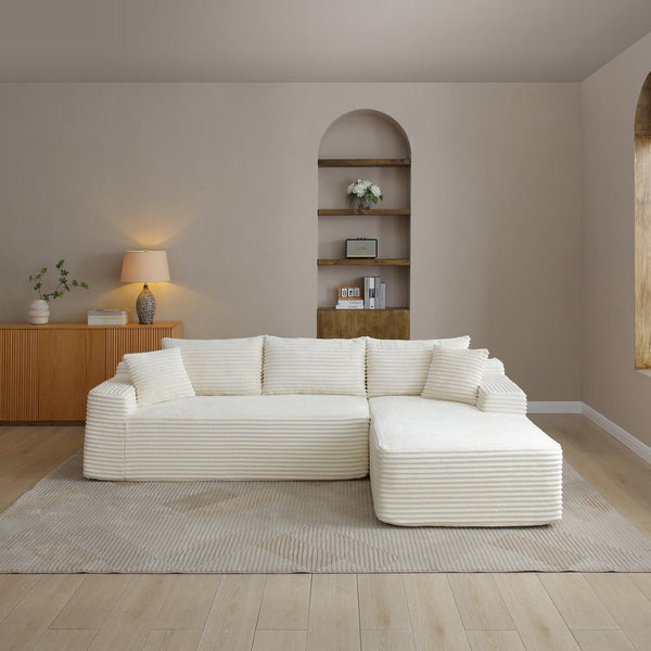 English Elm 105'' Modular Cloud Sectional with Deep Plush Corduroy Seat for Living Room Lounging W1117P377679