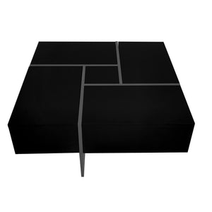 English Elm ON-TREND Extendable Square Coffee Table with Four Hidden Storage Compartments and UV Gloss Finish Black WF305182AAB