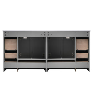 English Elm 72-inch Shaker Double Bathroom Vanity Gray Mdf with Resin Basins and Soft Close Storage N729P000030E