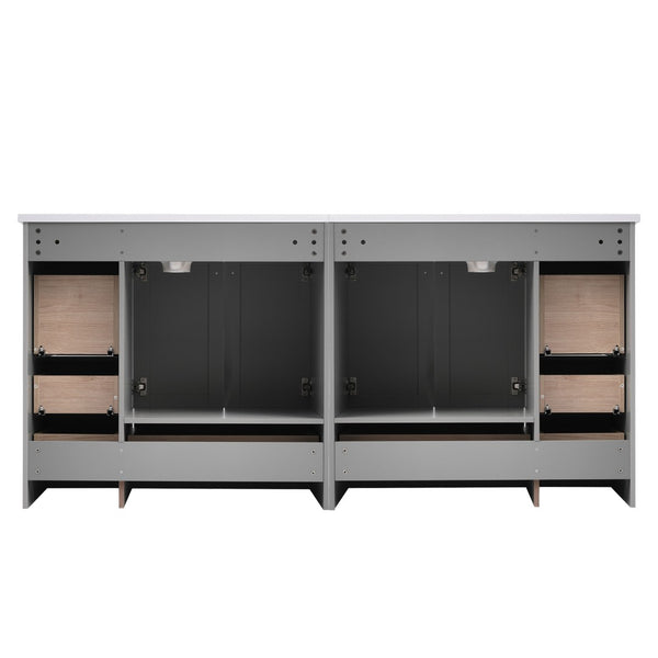 English Elm 72-inch Shaker Double Bathroom Vanity Gray Mdf with Resin Basins and Soft Close Storage N729P000030E