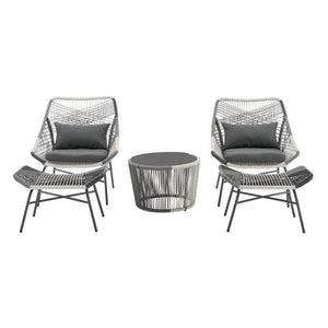 English Elm Ashland 5-Piece Outdoor Conversation Set with UV-Resistant Waterproof Fabric, Rustproof Steel Frame Grey B365P398241