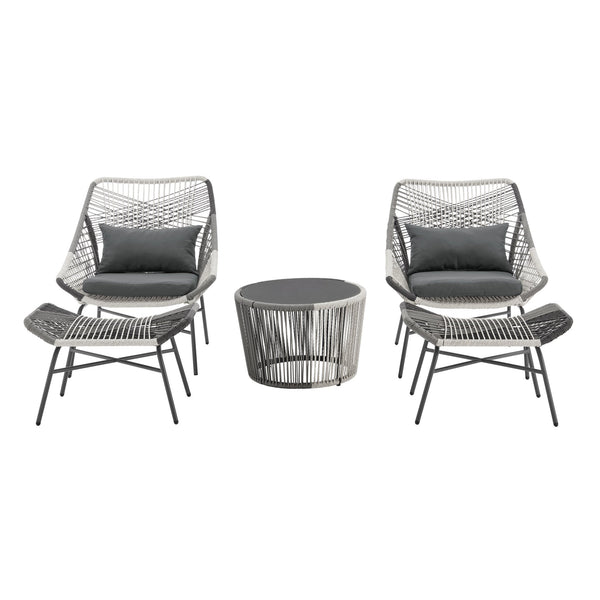 English Elm Ashland 5-Piece Outdoor Conversation Set with UV-Resistant Waterproof Fabric, Rustproof Steel Frame Grey B365P398241