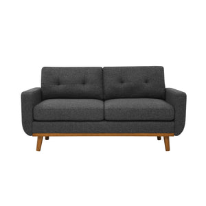 English Elm 67.7" Tufted Button Mid-century Loveseat with Splayed Wood Legs for Living Rooms B355P428571