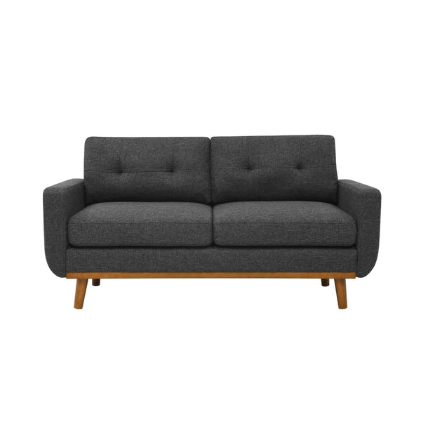 English Elm 67.7" Tufted Button Mid-century Loveseat with Splayed Wood Legs for Living Rooms B355P428571