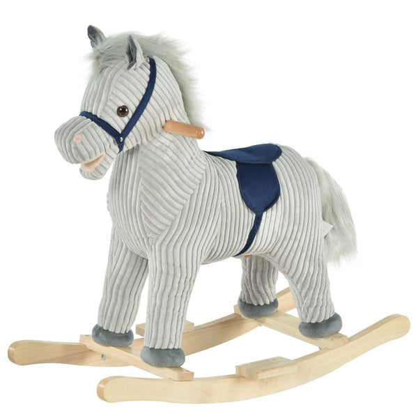 English Elm Qaba Plush Spring Rocking Horse with Sounds Stirrups and Saddle for Kids W2225P249737
