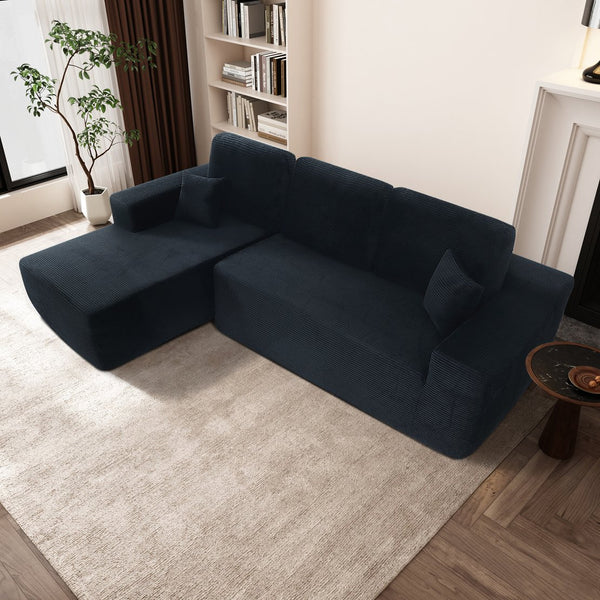 English Elm Cloud Modular Sectional Sofa With L-Shape Chaise – Plush Corduroy Upholstery, No Assembly, Cozy Retreat W3975S00007