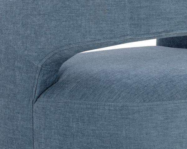 Sunpan Lloret Wheeled Dining Armchair - Elegant Curves, Comfortable Upholstery, Effortless Mobility for Dining Danny Iceberg