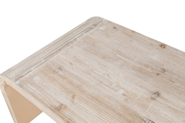 English Elm Farmhouse Art Deco Coffee Table Curved Apron Wood Distressed Antique Living Room W1445P331901