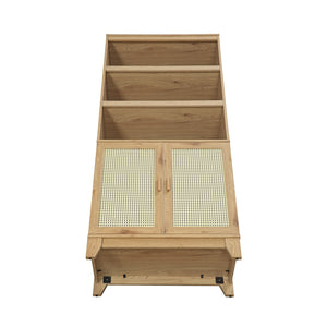 English Elm Sheridan 31" Bookcase Cabinet with 7 Shelves, Soft-Close Doors, Adjustable Shelves, Stylish Legs Natural B365P397893