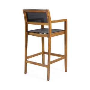 English Elm Christopher Knight Home® - FAIRFAX Santana Acacia Wood Outdoor Bar Stools Set of 2 — Teak Finish, Faux Rattan Seats, 30" Height 68991.00BLK