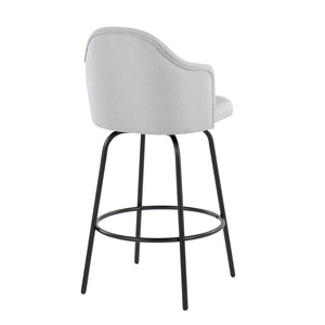 English Elm Ahoy Modern Counter Stool Set Of 2 - Fixed Height, Stylish Grey Fabric & Black Metal For Your Space B202S00154