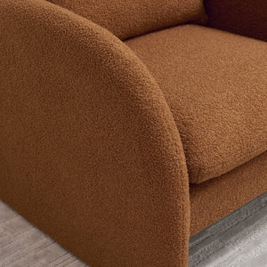 English Elm [ Lamb Fabric Sofa Plush Sherpa Upholstered Accent Chair with Solid Wood Frame, Foam Seat, Toss Pillow Orange W1765P169733