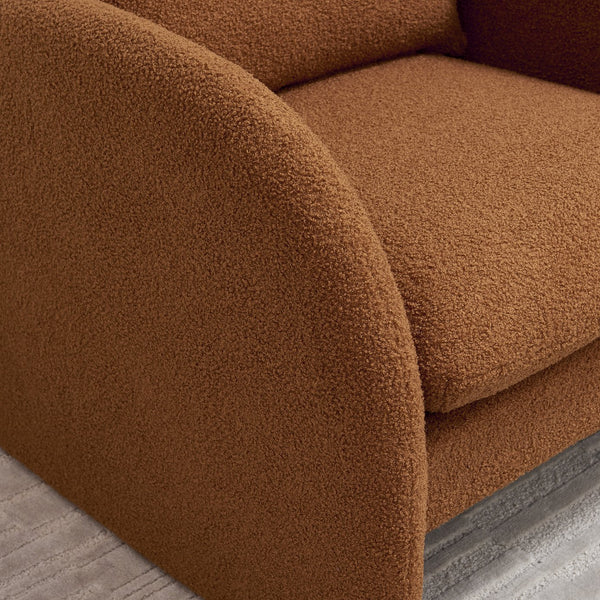English Elm [ Lamb Fabric Sofa Plush Sherpa Upholstered Accent Chair with Solid Wood Frame, Foam Seat, Toss Pillow Orange W1765P169733