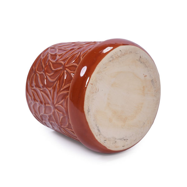 English Elm Set Of 2 Ceramic Flowerpots - 7" Stylish Red Planters For Indoor & Outdoor Plant Displays W3273P322543-GIGA