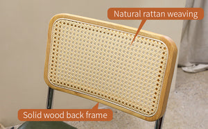 English Elm Dining Chairs Set of 2 Mid-Century Chrome Cantilever Faux Leather Rattan Back Accent Chairs Dark Green W2105P346391