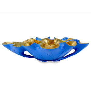 Wrapped Lotus Leaf Decorative Bowl - Exquisite Handcrafted Bronze Vessel, Elegant Green & Gold Design
