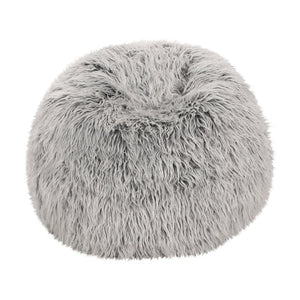 English Elm Christopher Knight Home® - Hawley Silver Gray Faux Fur 3-Foot Bean Bag Chair – Ultra Fluffy Cozy Foam-Filled Lounger, 34" N778P185630S