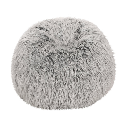 English Elm Christopher Knight Home® - Hawley Silver Gray Faux Fur 3-Foot Bean Bag Chair – Ultra Fluffy Cozy Foam-Filled Lounger, 34" N778P185630S