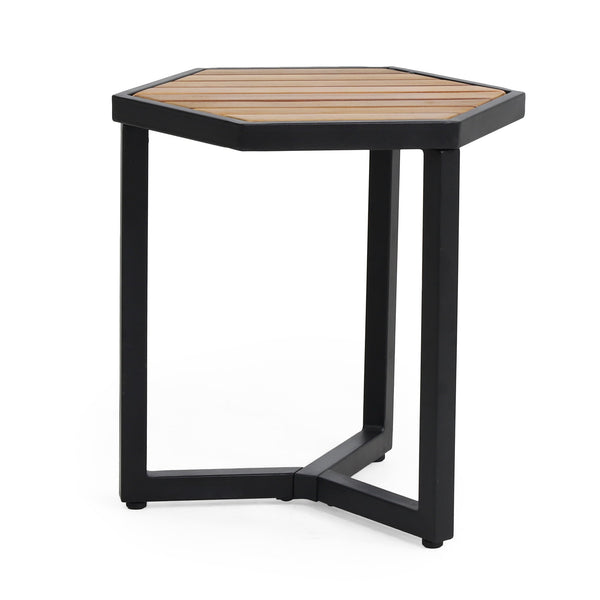 English Elm Christopher Knight Home® - NAHANNI Acacia Wood & Powder-Coated Metal Side Table in Beige — Modern Industrial Outdoor Accent 69970.00