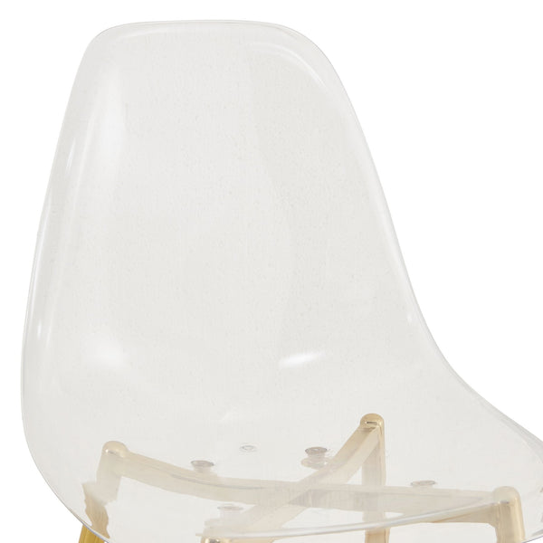 English Elm Modern Transparent Dining Chair Set of 4 - Nordic Armless Crystal PET Seats with Gold Plated Metal Legs, Ergonomic Comfort and Easy Assembly W1512P390007