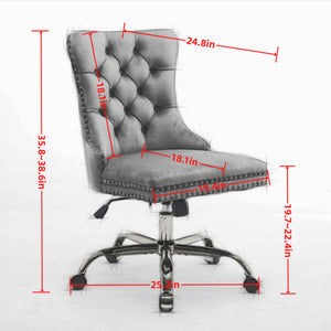 English Elm A&A Tufted Chenille Office Chair with Gold Chrome Base, Plush High-Rebound Cushion for Comfort Purple W1143P369101