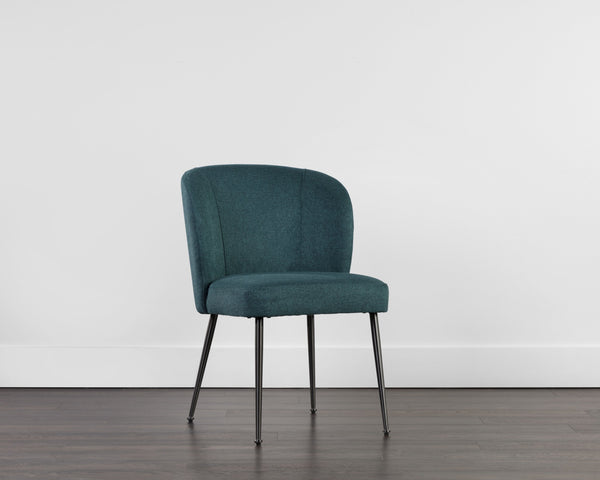 Sunpan Ivana Dining Chair - Stylish Modern Design with Smooth Curves and Elegant Gunmetal Stainless Steel Legs Soho Teal