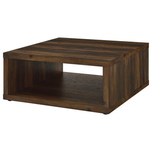 English Elm Flint Dark Pine Square Coffee Table — Minimalist Cubic Design, Durable Melamine Finish, Scratch-Resistant élégance B062P299836