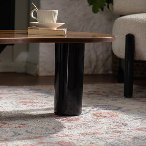 English Elm Cloud Modern Cloud Coffee Table with Irregular Shape, Durable MDF, Easy Assembly, Sleek Black-Wood Finish W3081P352098