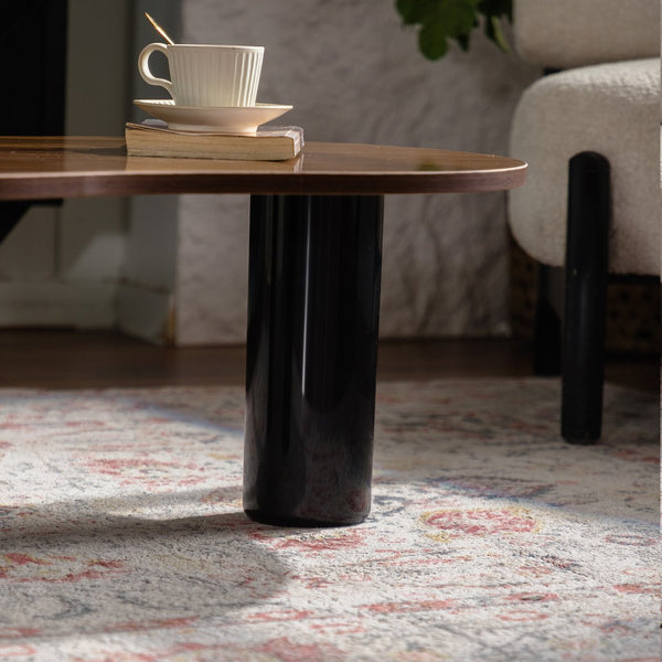 English Elm Cloud Modern Cloud Coffee Table with Irregular Shape, Durable MDF, Easy Assembly, Sleek Black-Wood Finish W3081P352098