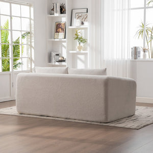 English Elm 71" Chenille Pull Out Sleeper Loveseat Convertible Floor Couch for Dorm or Guest Bedroom Ivory W3118P388899
