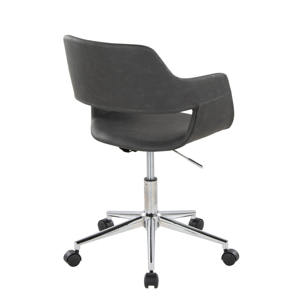 English Elm Margarite Modern Task Chair In Grey Faux Leather With Chrome Base – Ergonomic Comfort & Style B202P223922