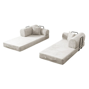 English Elm Convertible Bouclé Floor Sofa Bed Loveseat Daybed for Studio Living Room Light Camel W5532P458421