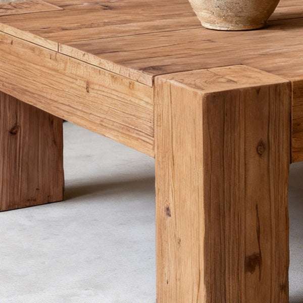 English Elm Coffee Table Solid Wood Square Low Profile Wabi-sabi Living Room Natural Grain W3306P408781