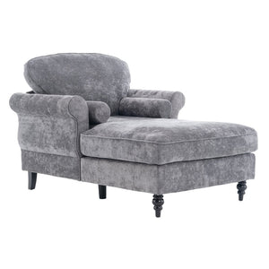 English Elm [new] Chenille Upholstered Chaise Lounge Sleeper Chair with Pocketed Spring Cushions W2363S00086