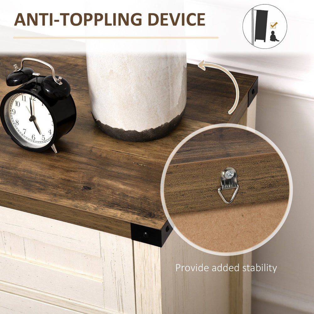 English Elm HOMCOM Rustic Farmhouse Sideboard Buffet with 2 Barn Doors, Adjustable Shelf, Drawer Storage White W2225P173876