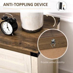 English Elm HOMCOM Rustic Farmhouse Sideboard Buffet with 2 Barn Doors, Adjustable Shelf, Drawer Storage White W2225P173876