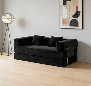 English Elm Sofa Convertible Corduroy Sleeper Couch with Foam Cushions for Apartments and Guest Rooms W3955P412291